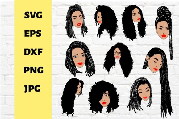 10 Color Black Woman Set: Graphics for Crafts & Local Branding