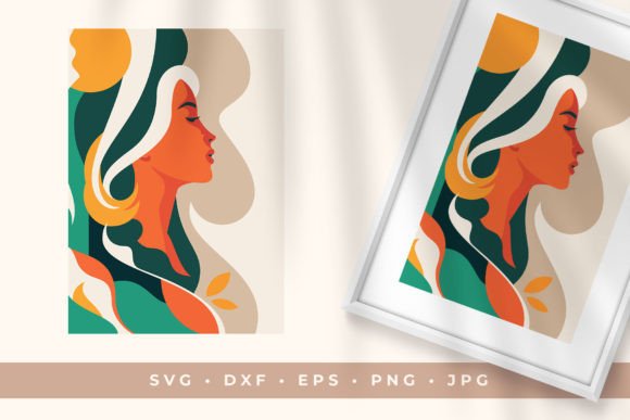 Abstract Woman Portrait Art Pastel Color: Graphics & Illustrations