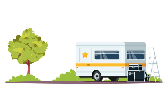 Actor Van Semi Flat Color Illustration: Graphics & Illustrations