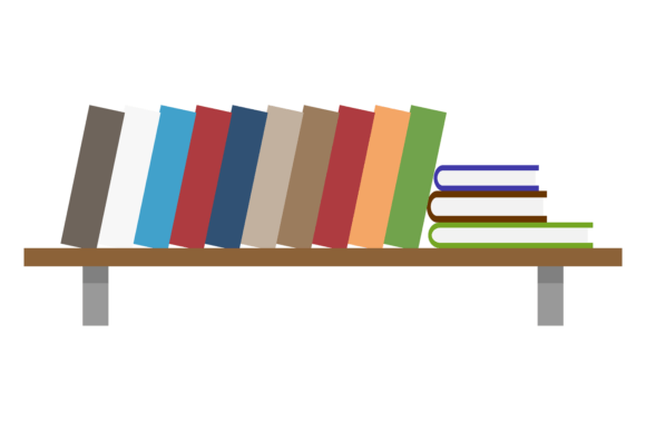 Bookshelf Color Icon: Library Symbol Graphics for Crafts
