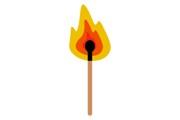 Burning Matchstick Color Icon. Wooden Ma Graphics & Illustrations