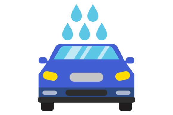 Car Wash Color Icon. Auto Water Cleaning Graphics