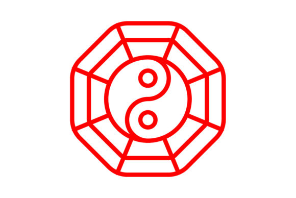 Chinese New Year Bagua Mirror Line Color Graphics