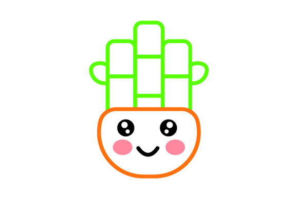 Chinese New Year Icon Bamboo Line Color Graphics & Illustrations