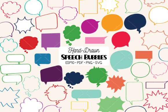 Color Speech Bubble Comic, Think Cloud Graphics