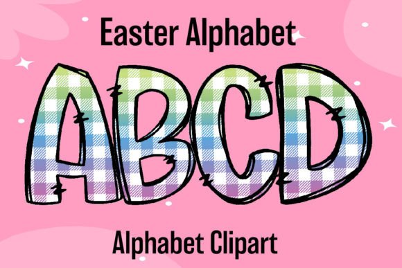 Easter Alphabet Doodle PNG Pastel Color: Graphics & Illustrations for Gentle Branding
