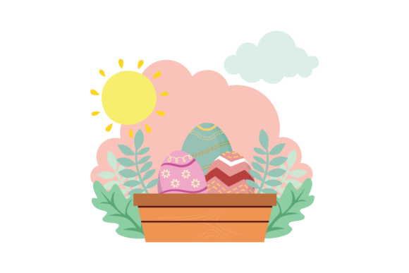 Easter Egg Color Full Basket Cloud Icon: Graphics & Icons