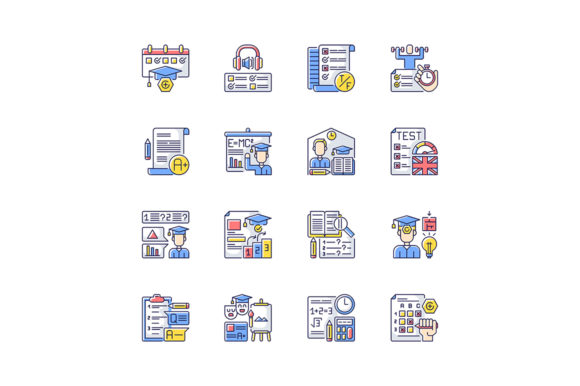 Examination Tests RGB Color Icons Set