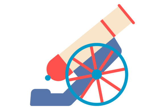 Festival Cannon Color Icon: Retro Party Graphics & Illustrations