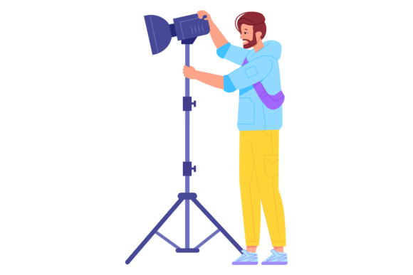 Film Crew Worker Color Character. Cinema Graphics & Illustrations