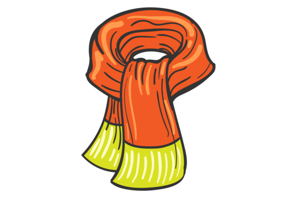 Hand Drawn Scarf Icon. Color Soft Warm K Graphics