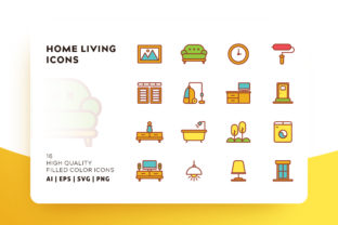 Home Living Filled Color Icon Pack: Graphics & Icons for Sellers