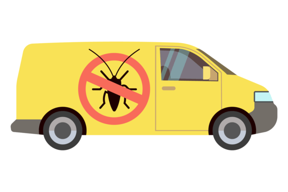 Insecticide Service Van Color Icon. Prof Graphics