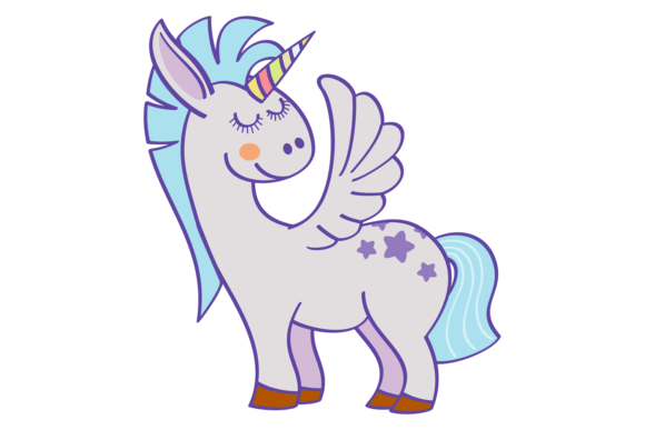 Magic Unicorn Color Drawing. Fairytale C Graphics