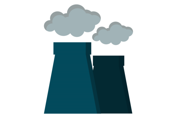 Nuclear Power Plant Color Icon: Graphics & Illustrations