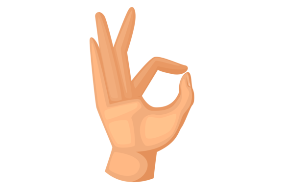Ok Hand Gesture Color Icon. Approval Fin Graphics