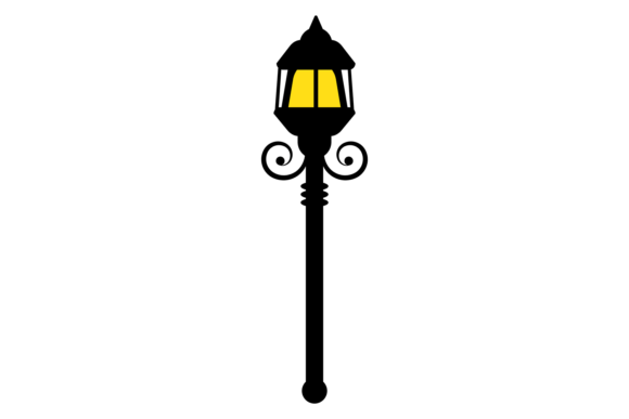 Retro Street Lamp Color Icon: Graphics & Illustrations