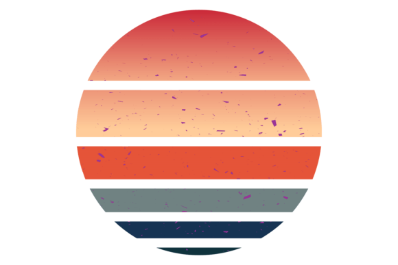 Round Sunrise Logo: Color Striped Retro Graphics