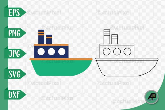 Ship Outline with Color Clipart: Editorial Graphics & Illustrations
