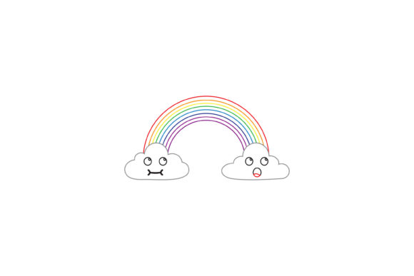 Sky Rainbow Kawaii Cute Color Line Graphics