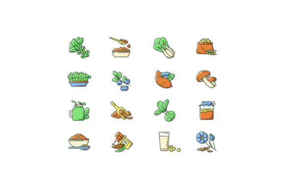 Superfoods Variety RGB Color Icons Set: Graphics & Icons