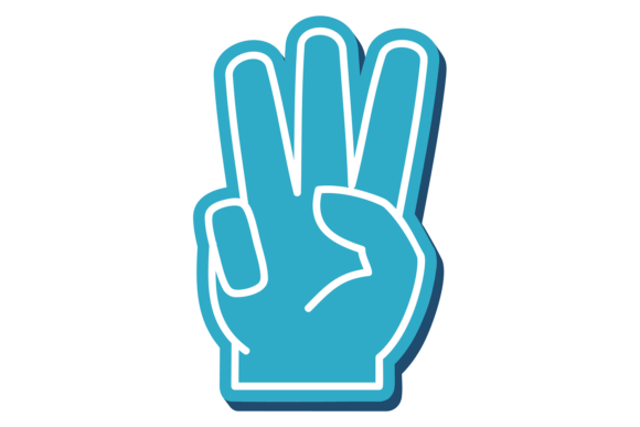Three Fingers Foam Hand. Cheering Color Graphics