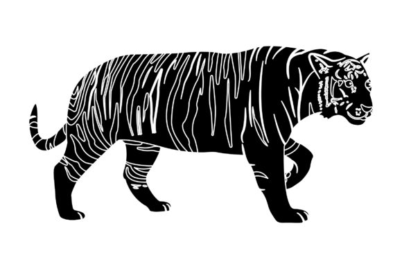 Tiger Vector Design Solid Color: Graphics & Illustrations