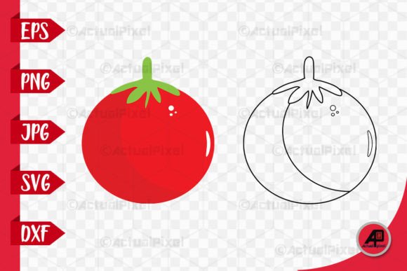 Tomato Outline with Color Clipart: Graphics & Illustrations for Sellers