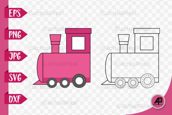 Train Outline with Color Clipart: Graphics & Illustrations for Local Branding