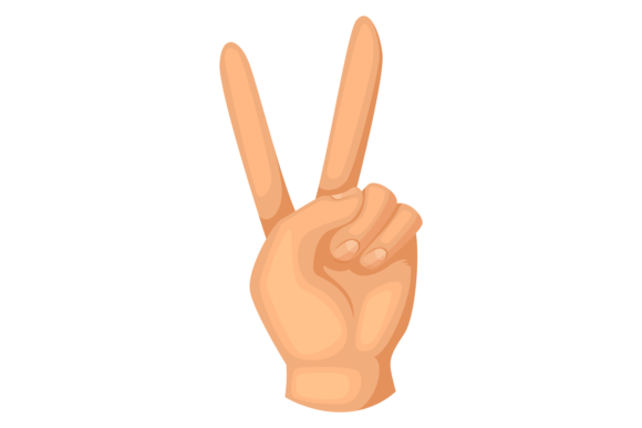 Victory Hand Gesture. V Sign Color Icon