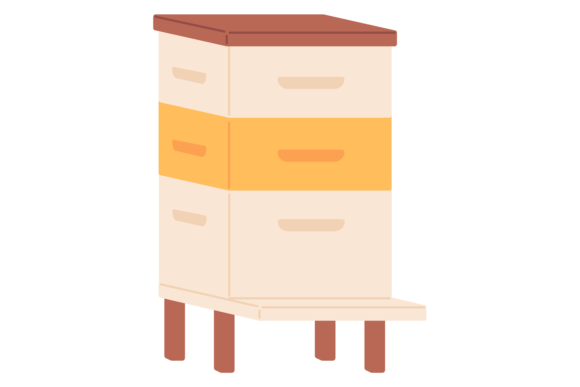 Wooden Beehive Box Color Icon: Graphics & Illustrations